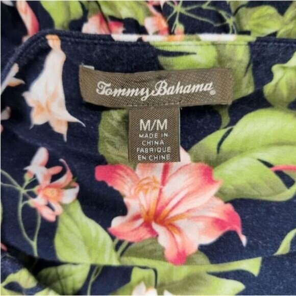 TOMMY BAHAMA Navy Floral Stretch Jersey MaxI Dress Women's Size Medium Good used - Picture 5 of 5